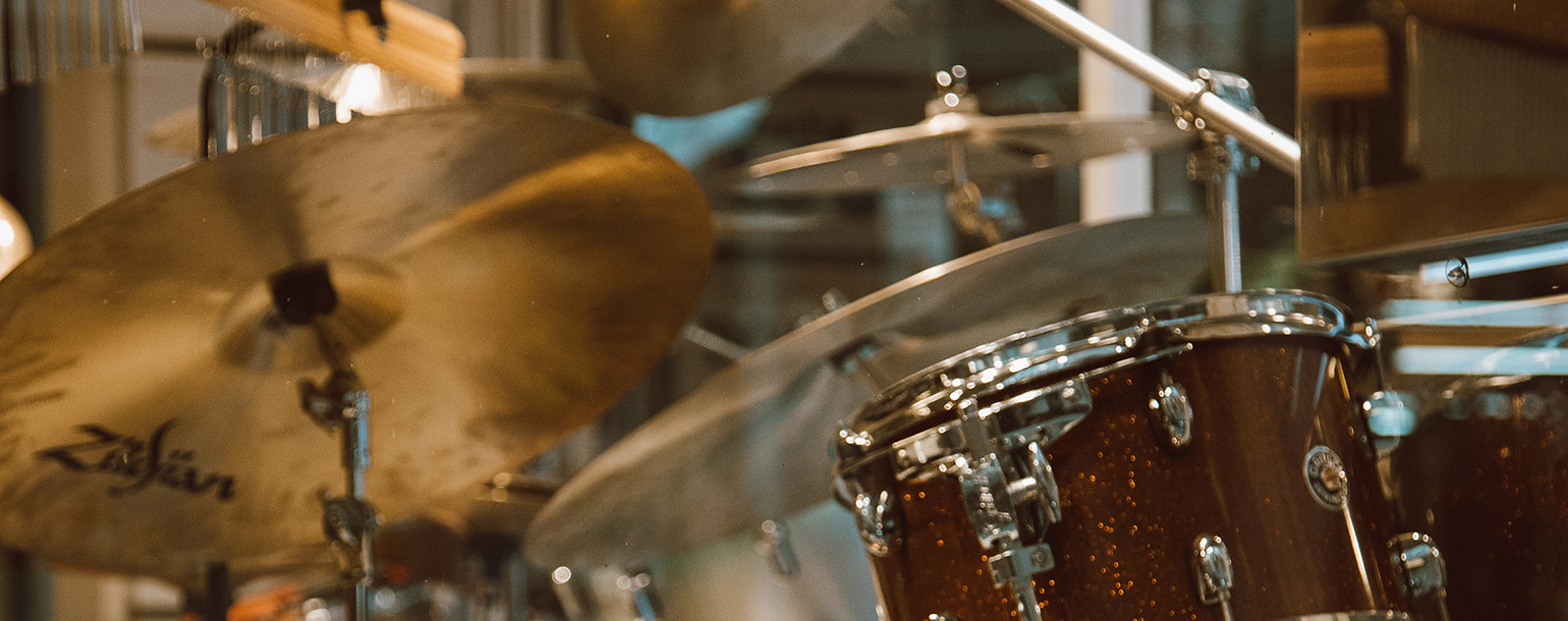 Close up of a drum kit