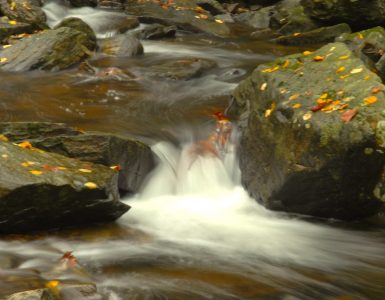 A stream cascading over rocks.