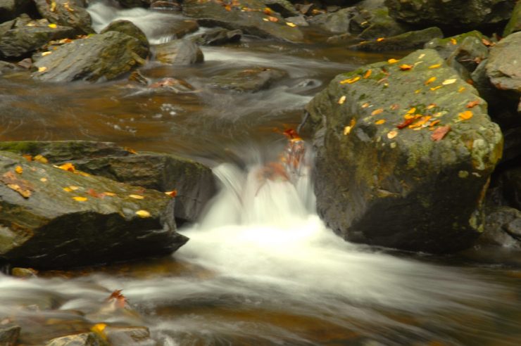 A stream cascading over rocks.