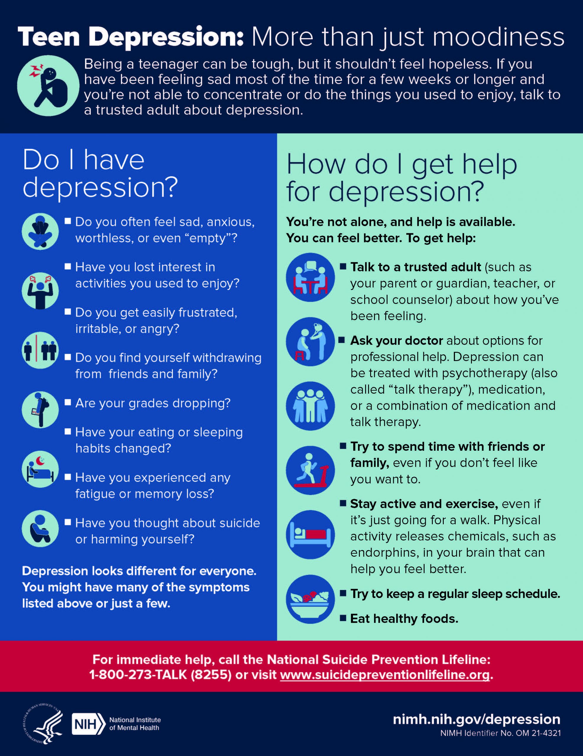 An infographic titled "Teen Depression: More Than Just Moodiness"