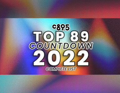 The words "C895 Top 89 Countdown 2022, complete list" against a rainbow.