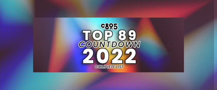 The words "C895 Top 89 Countdown 2022, complete list" against a rainbow.