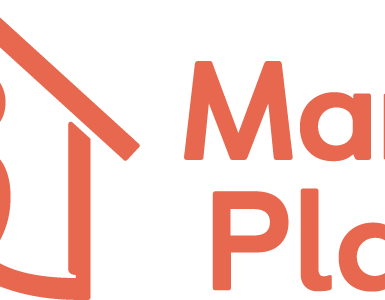 The words "Mary's Place" below a simplified icon of a figure in a house, all in orange.