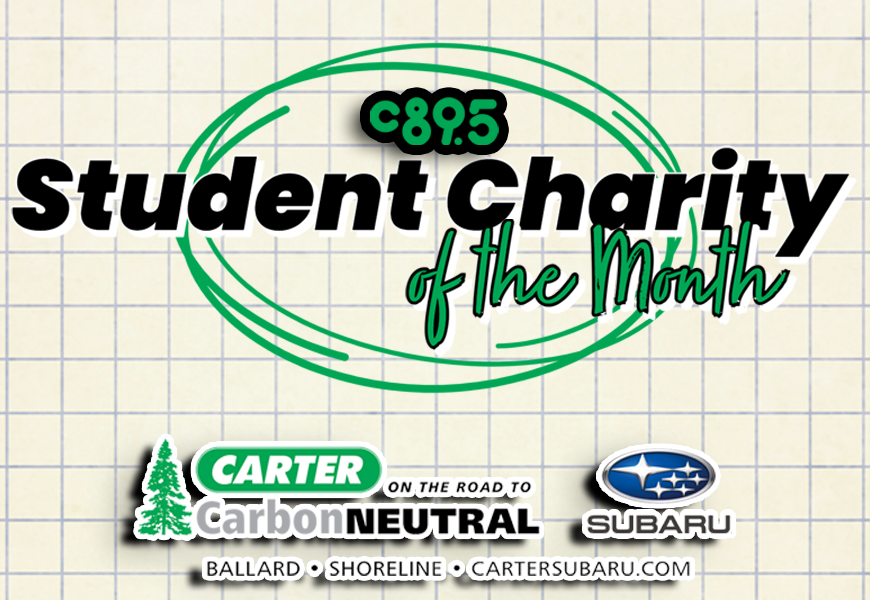 The words "Student Charity of the Month" above the Carter Subaru logo