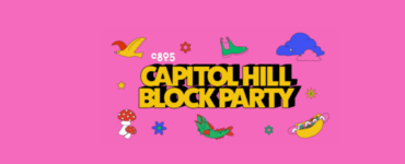 A pink background with the words "Capitol Hill Block Party" and the C895 logo