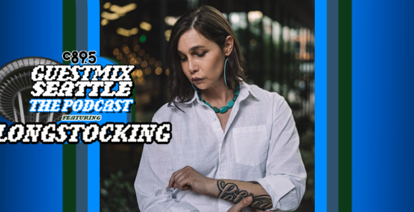 An image of Longstocking with the words "Guest Mix Seattle: The Podcast feauring Longstocking" with an image of the Space Needle