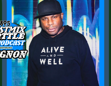 An image of Avignon with the words "Guest Mix Seattle: The Podcast feauring Avignon" with an image of the Space Needle