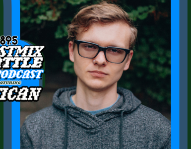 An image of Attican with the words "Guest Mix Seattle: The Podcast feauring Attican" with an image of the Space Needle