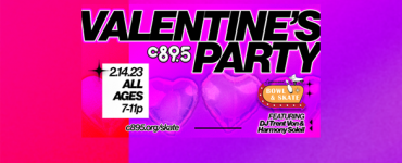 A pink and red background with the words "Valentine's Party"