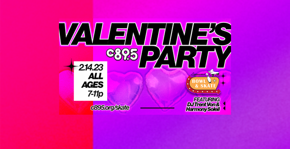 A pink and red background with the words "Valentine's Party"