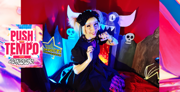 A colorful background with the words "Push The Tempo with Jimni Cricket, Friday 10-midnight starting 12/01"
