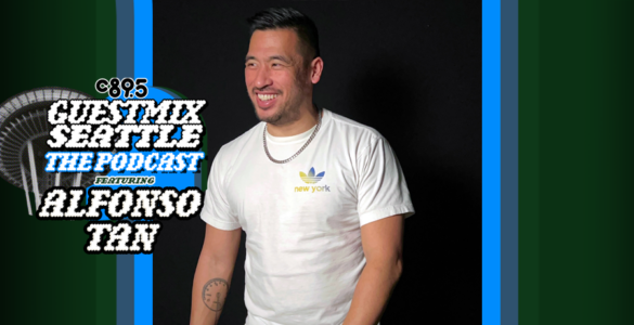 An image of Alfonso Tan with the words "Guest Mix Seattle: The Podcast feauring Sloane Motion" with an image of the Space Needle