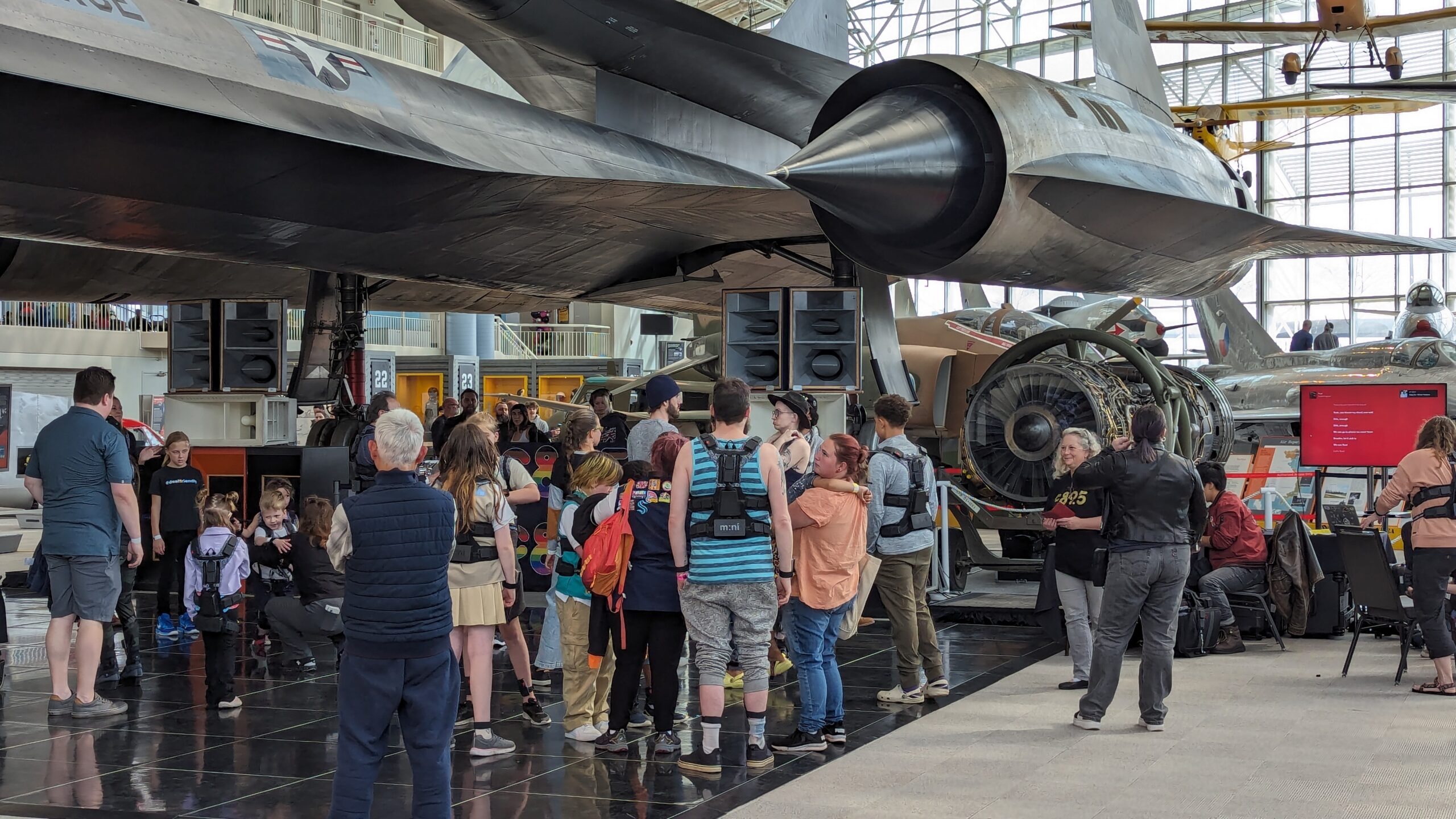 An image of the crowd under a jet