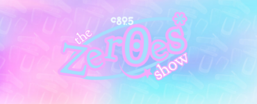 A pink and blue gradient background with flip phones and the words "The Zeroes Show"