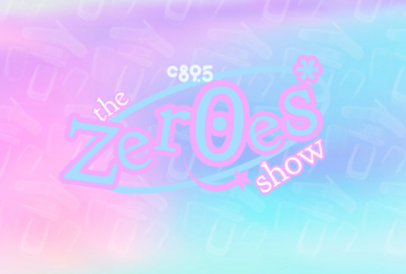 A pink and blue gradient background with flip phones and the words "The Zeroes Show"