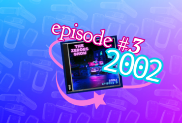 A CD case with an image of a wet street and neon reflecting in pink and blue on the pavement. With the words "The Zeroes Show, 2002, Episode 3"