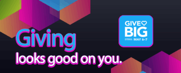 A graphic image with the words "Giving looks good on you" and the GiveBIG logo, with the dates May 6-7