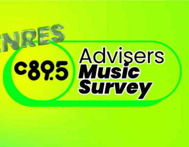 Logo of "Advisers Music Survey" on a bright green background, featuring the word "GENRES" and the frequency "C895" in stylized text.