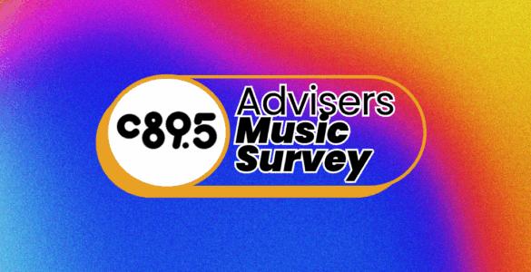 Logo of C88.5 Advisers Music Survey on a pink background.
