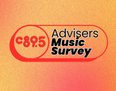 Logo of C895 with the text 'Advisers Music Survey' on an orange gradient background.