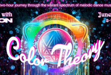 Promotional banner for "Afterglow with Madeon, Color Theory, Episode 13" set for June 29, 2025, featuring colorful graphics and glowing text, highlighting a two-hour event of melodic dance music from 8-10 PM Pacific Time on a Sunday.
