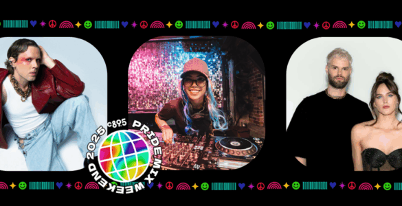 Collage of three diverse individuals: a person in a fashionable outfit posing with crossed legs, a DJ enjoying music at a console under vibrant lights, and two models posing together at a photo shoot.