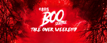 Promotional banner for C89.5's Boo Seattle Take Over Weekend event with stylized red and black theme.