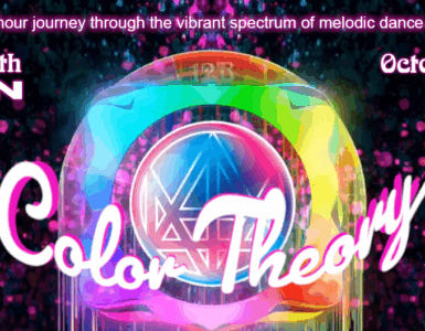 Promotional banner for "Afterglow with Madeon: Color Theory" airing on October 5, 2025, featuring a colorful graphic of a sound spectrum and event details.
