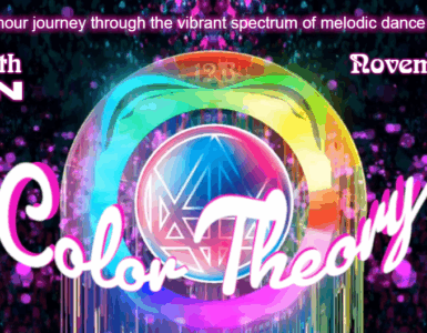 Promotional banner for "Afterglow with Madeon," featuring Color Theory on November 2, 2025. Displays a colorful, glowing sphere with intricate designs, set against a dark background with vibrant neon text.