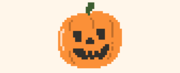 Pixel art illustration of a smiling jack-o'-lantern.