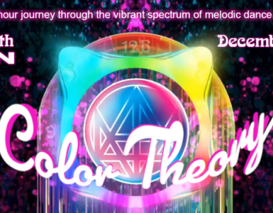 Promotional banner for "Color Theory's Afterglow with Madeon" event on December 28, 2025, featuring a colorful, neon-lit graphic with music and event details.