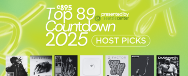 Graphic for C89.5's Top 89 Countdown 2025 featuring various album covers and presented by Seattle Center with the subtitle 'Host Picks' on a green abstract background.