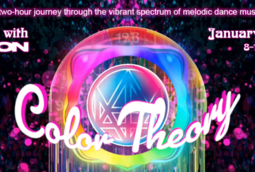 Promotional banner for "Color Theory's Afterglow with Madeon" event on December 28, 2025, featuring a colorful, neon-lit graphic with music and event details.