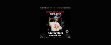 Promotional banner for Sub 49 Radio C89.5FM featuring Koister wearing a baseball cap and sunglasses, celebrating a 4x STUSSY champion achievement. Episode 009 is highlighted.