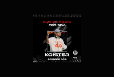 Promotional banner for Sub 49 Radio C89.5FM featuring Koister wearing a baseball cap and sunglasses, celebrating a 4x STUSSY champion achievement. Episode 009 is highlighted.
