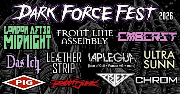 A bunch of bands play ing Dark Force Fest 26