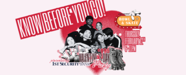 An image with happy people smiling and the words "know before you go c895s Valentines Day Party"