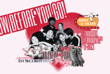 An image with happy people smiling and the words "know before you go c895s Valentines Day Party"