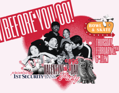 An image with happy people smiling and the words "know before you go c895s Valentines Day Party"