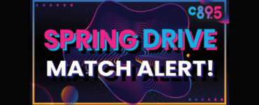 Colorful graphic featuring the text "Spring Drive Match Alert!" with geometric patterns and the logo "C89.5" in the top right corner.