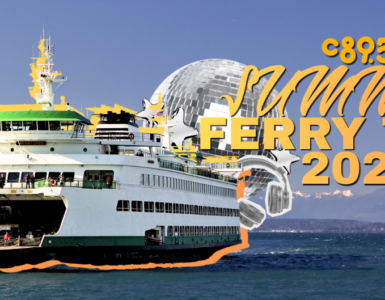 An image of a ferry on the water with snow-capped mountains in the background. Text over the image reads "C895 Summer Ferry Tour 2026" alongside the WSDOT logo.