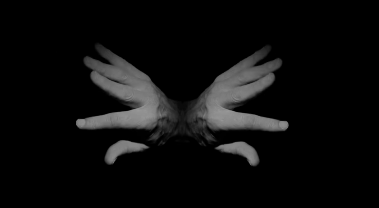 A screengrab from the music video for "Tosca's Kiss" by Pig